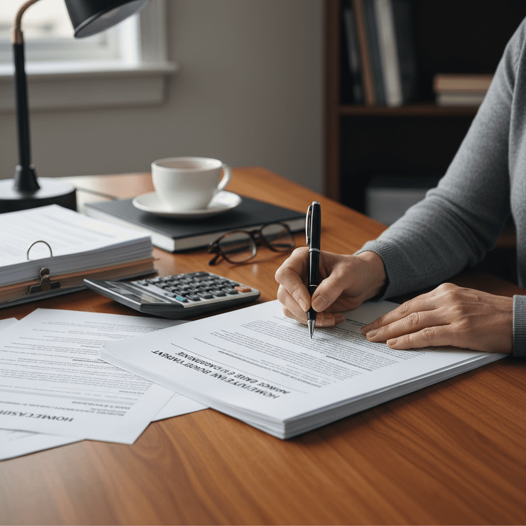 Homeowner signing HELOC documents