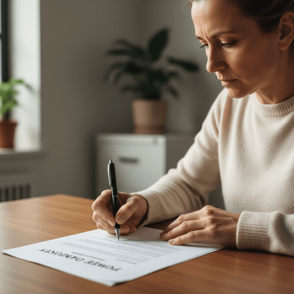 Person signing a power of attorney document