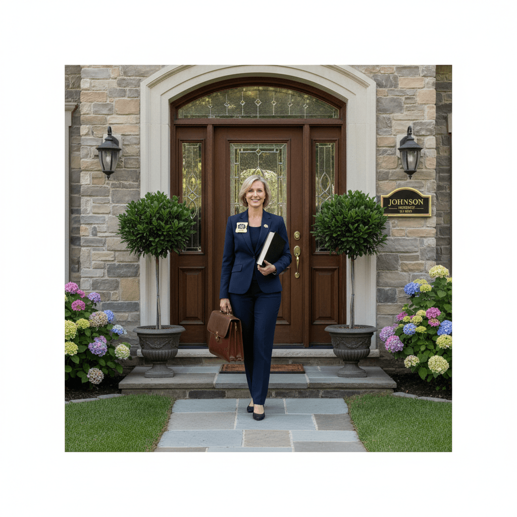 Notary arriving at a client's home