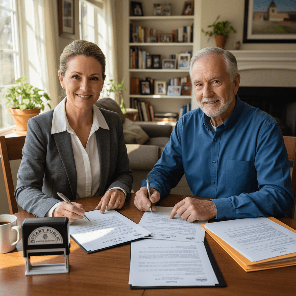 Mobile notary at a client's kitchen table