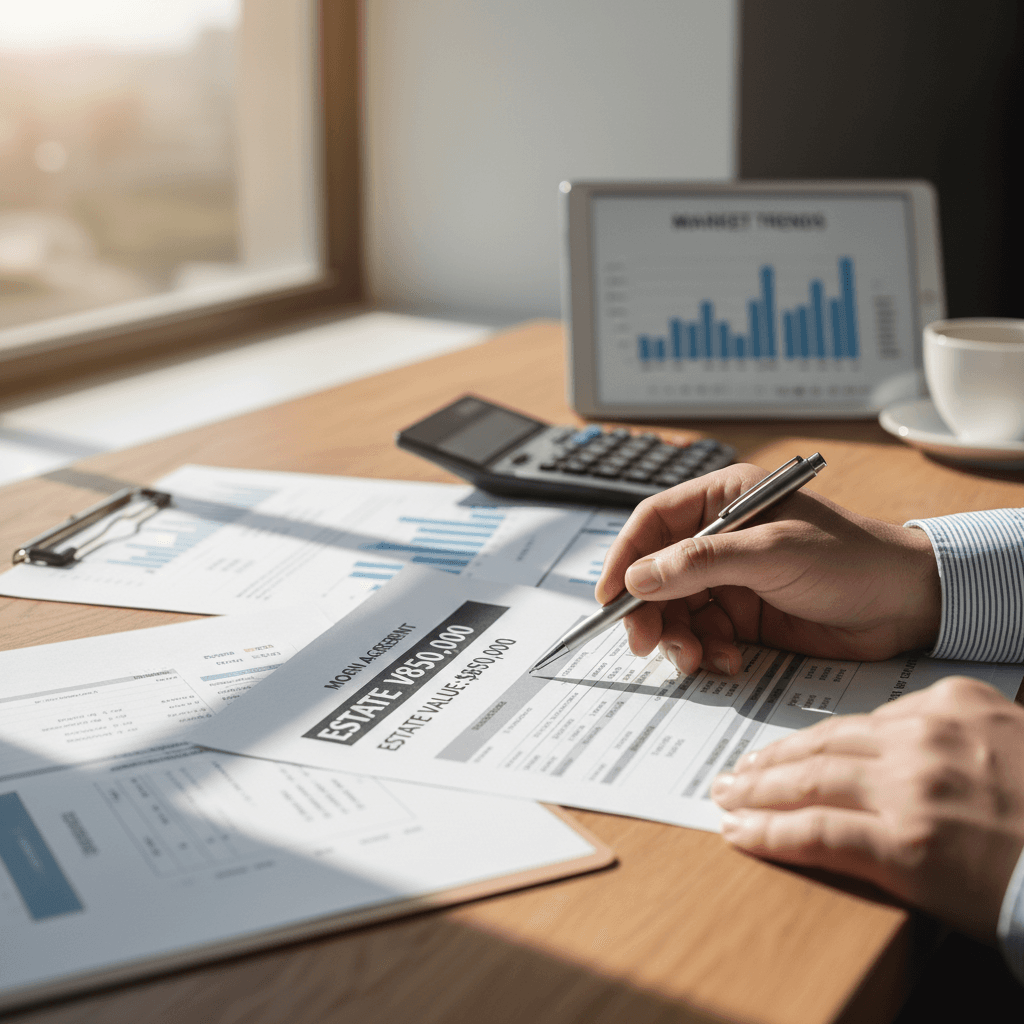 Loan documents on table